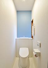 トイレは手洗いキャビネット付きのTOTO/レストパルⅠ型に交換。ホワイトを基調とし...