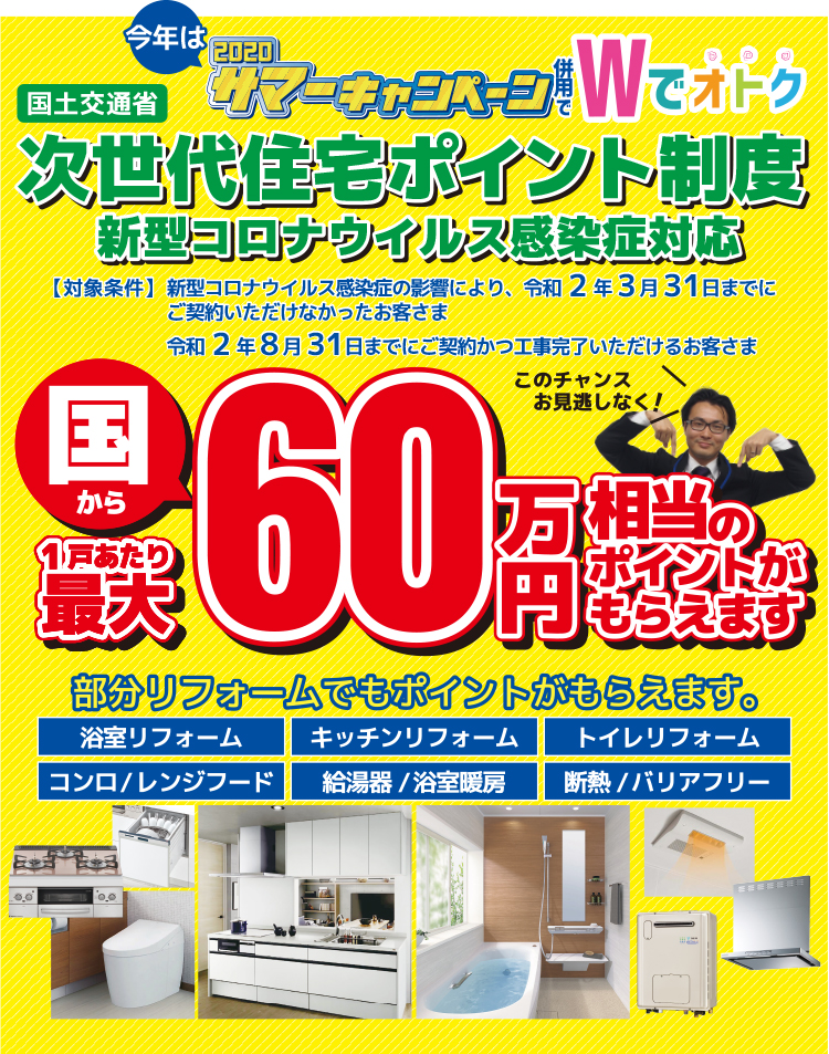 国から１戸あたり最大60万円相当のポイントがもらえます