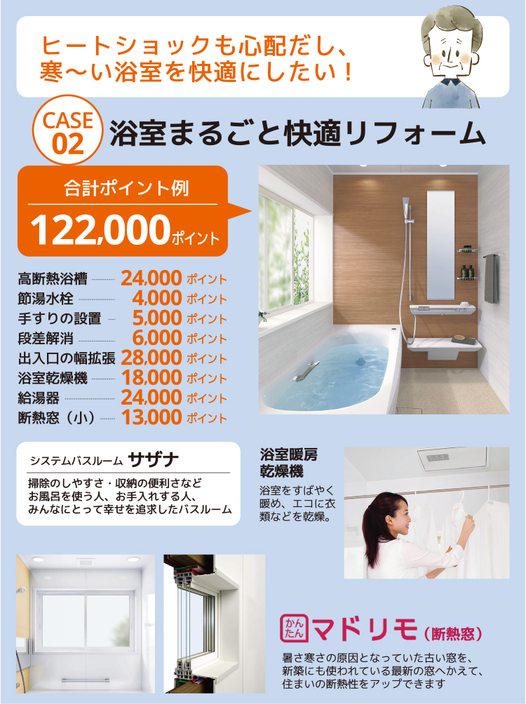 浴室リフォームでもらえる次世代住宅ポイント例