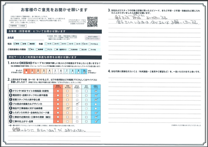 アンケート用紙