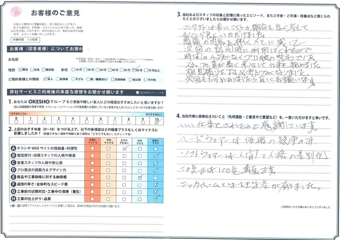 アンケート用紙