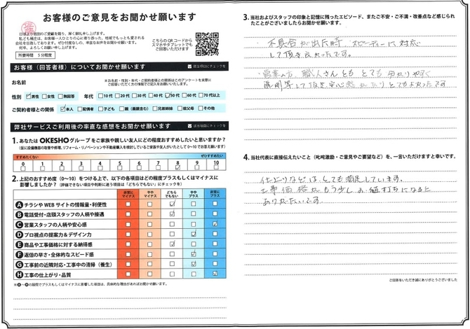 アンケート用紙