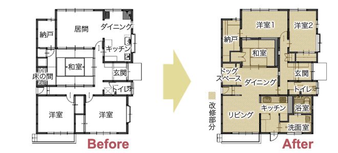 暖かな自然光と爽やかな風が通るリビングで愛犬と過ごす暮らし　平面図