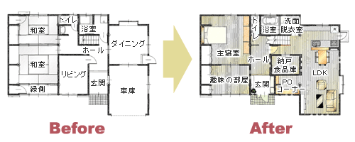 ライフスタイルに合せてディスプレイが楽しめる住まい　平面図