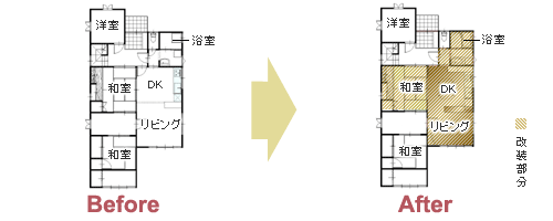 和モダンで落ち着いた雰囲気のLDKリフォーム　平面図