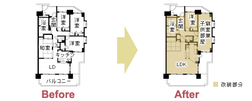 中古マンションをリフォームし「新居に」という選択　平面図