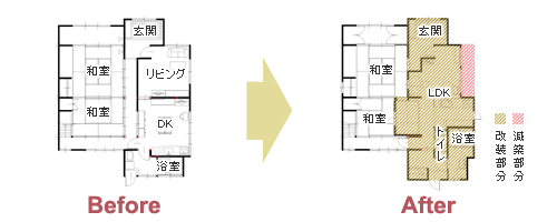 丸窓でつながる おばあちゃまのミニマムな和空間　平面図