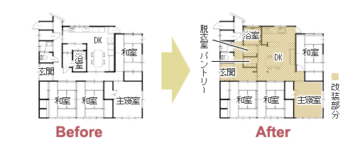 トップライトのある明るいDK パントリーで収納不足も解決　平面図
