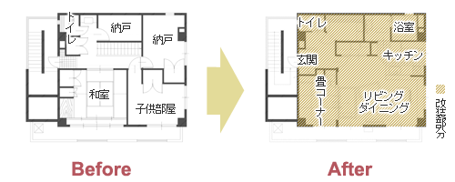 子育てが安心してできる畳コーナーのあるリビング　平面図