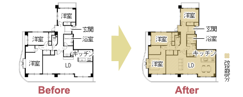 中古マンション全面リフォーム 高級感のある内装に一新！　平面図