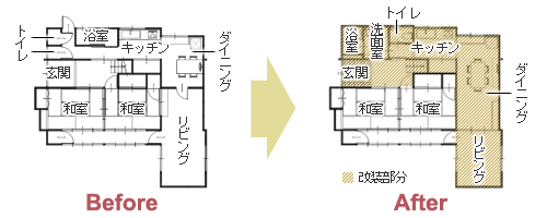 耐震補強をメインにお家全面リフォーム 安心・快適なわが家に　平面図