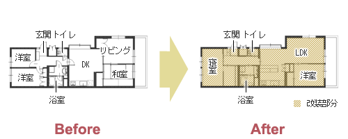 住み慣れた我が家を全面リフォーム 住宅性能アップで快適生活　平面図