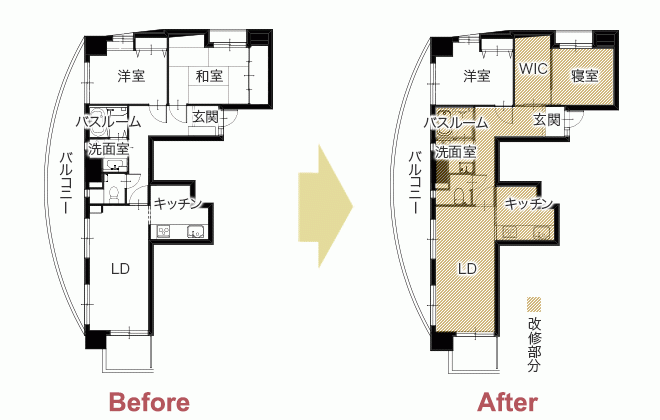 中古×リノベで手にした愛しのわが家 DIYで自分たち色に　平面図