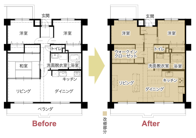 マンション全面リフォーム ご夫婦でスッキリゆったりと暮らせる住まい　平面図
