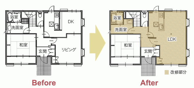 譲り受けた築35年の一軒家を夫婦の新居へとリノベーション　平面図
