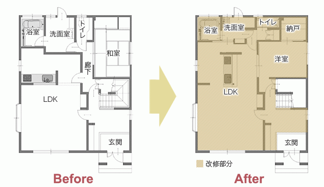 4年間住んでみて感じた不便さをリノベーションで刷新 インテリアも奥様好みに　平面図