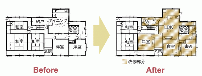 築50年以上の立派な日本家屋を大改装 趣味が楽しめるシンプルモダンな住まい　平面図