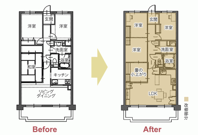 柔軟に使い分けできる畳小上がり付きのLDK 成長に合わせて子ども部屋も用意　平面図