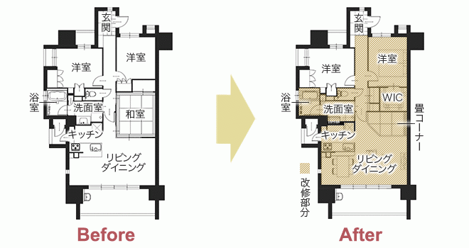 好立地の中古マンションをリノベーションして働くママに優しい住まいへ　平面図