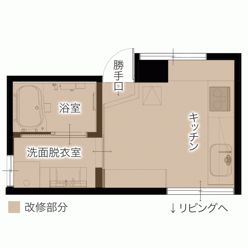 水回り3点をグレードアップ！人気のマイクロバブル湯も設置　平面図
