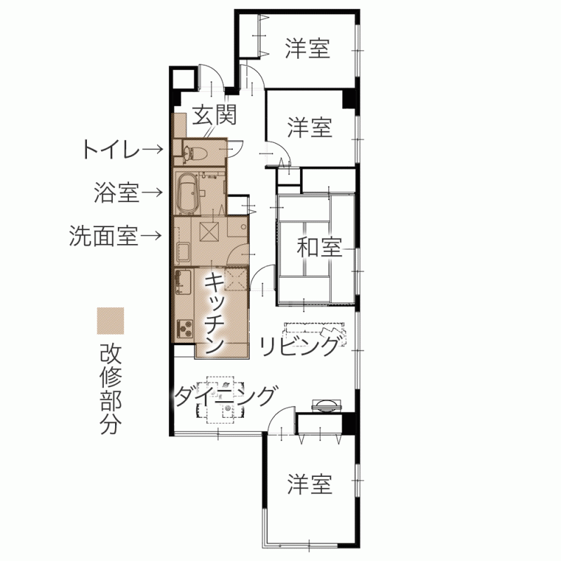 デザイン性と機能性を両立させたナチュラルスタイルの住まい　平面図