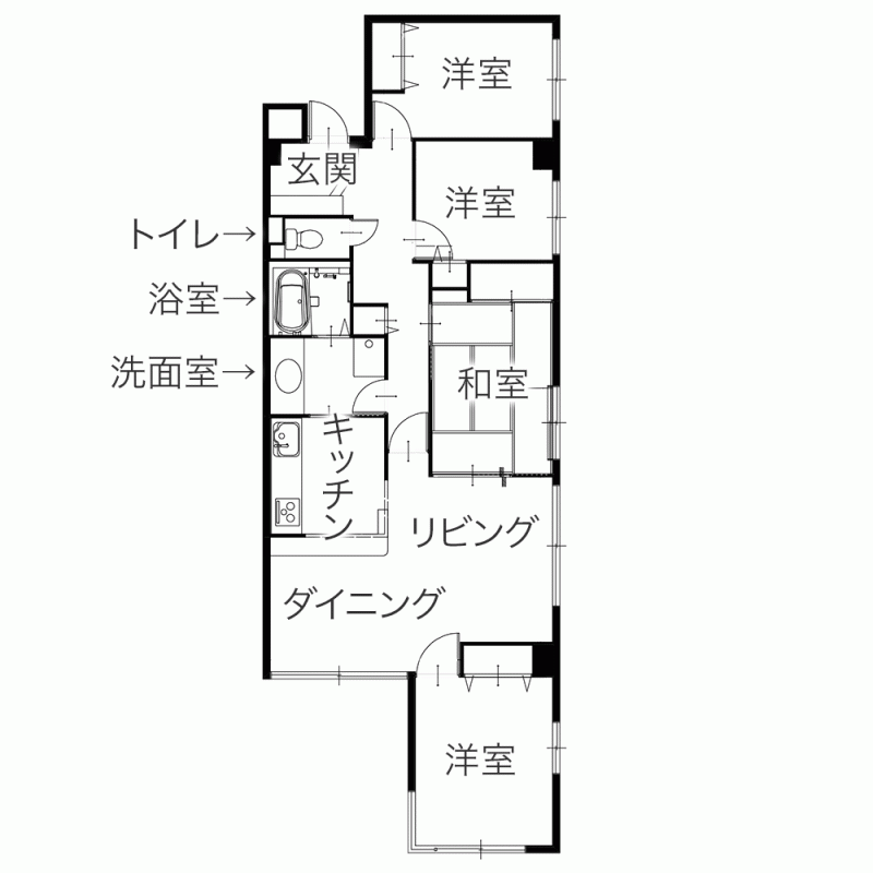 デザイン性と機能性を両立させたナチュラルスタイルの住まい　平面図