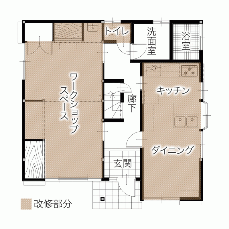 ご自宅でお花教室兼カフェの開業を目指してリフォーム　平面図