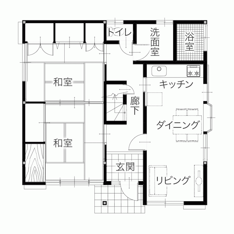 ご自宅でお花教室兼カフェの開業を目指してリフォーム　平面図