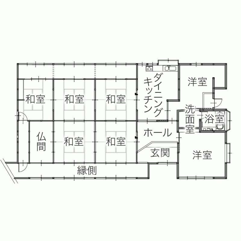 築110年 古民家の魅力を現代風にアレンジし継承する二世帯リフォーム　平面図