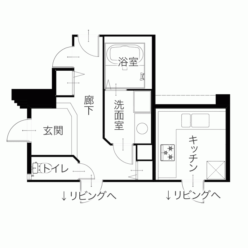 親との同居を見据えマンションリフォーム 水まわり設備刷新+バリアフリー化　平面図