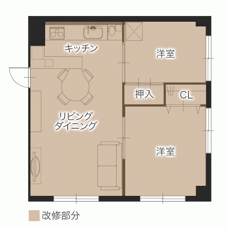 お気に入りに囲まれて暮らす キッチン＆内装リフォーム　平面図