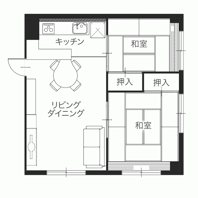 お気に入りに囲まれて暮らす キッチン＆内装リフォーム　平面図