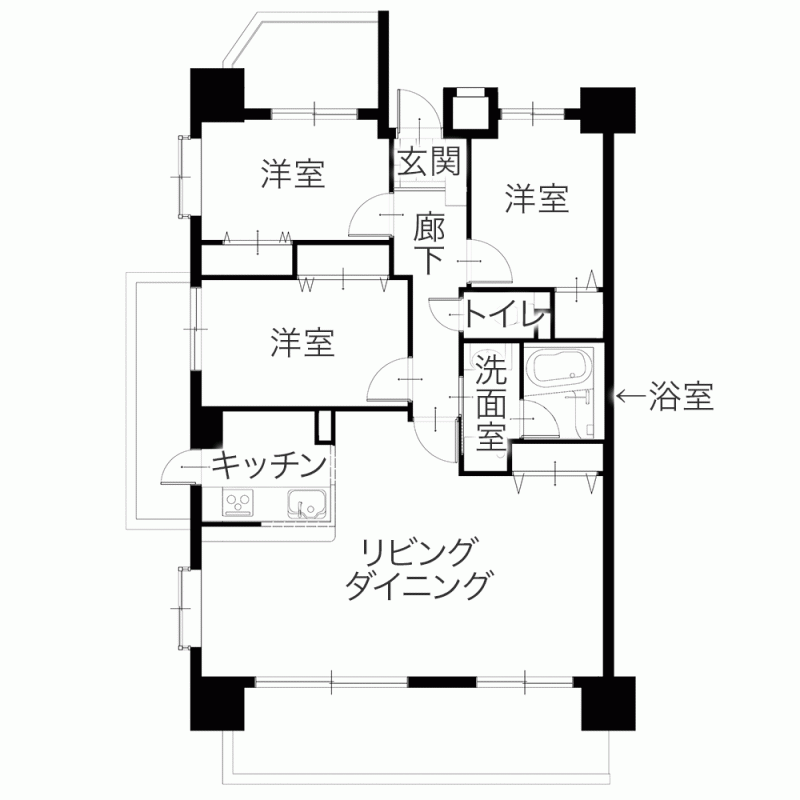 中古×リフォームで40代ご夫婦の間接照明を取り入れたオシャレな新居に　平面図