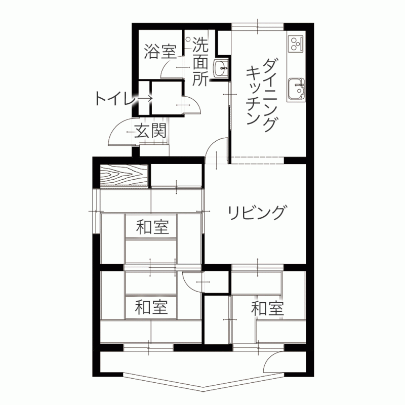 和洋折衷のレトロモダンな雰囲気漂うマンションリフォーム　平面図