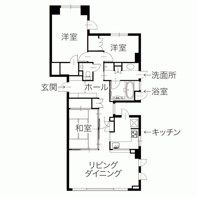 駅チカ中古マンションをリノベーション 新米パパママに嬉しいゆとりの住まい　平面図
