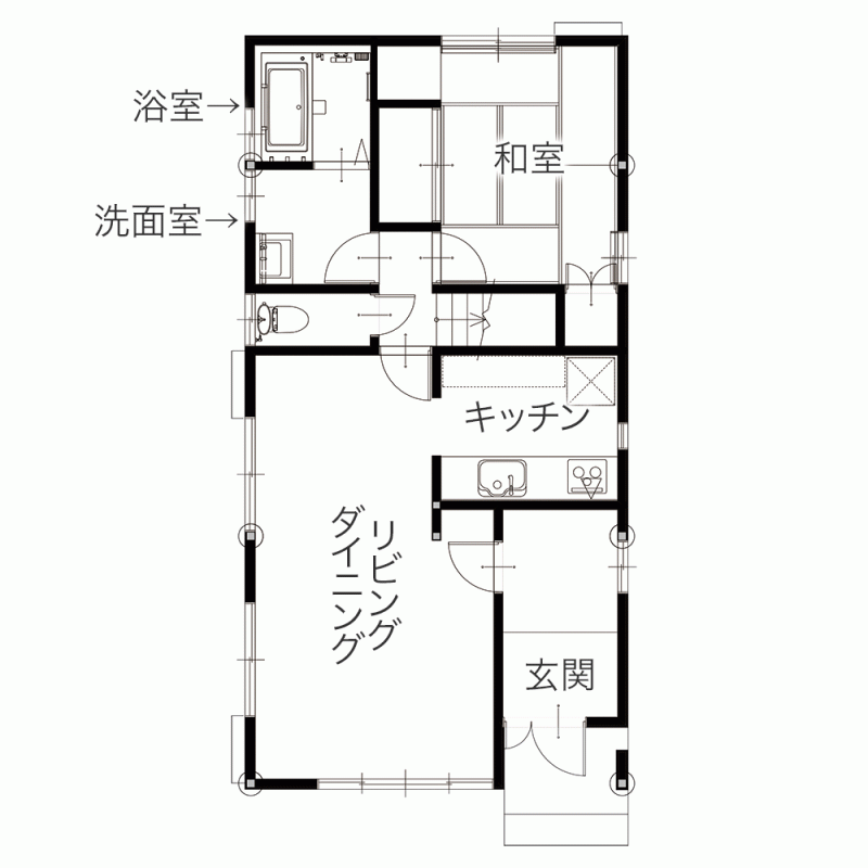 キッチンの袖壁を撤去して開放的なLDKに 間取り変更なしでイメージを一新　平面図