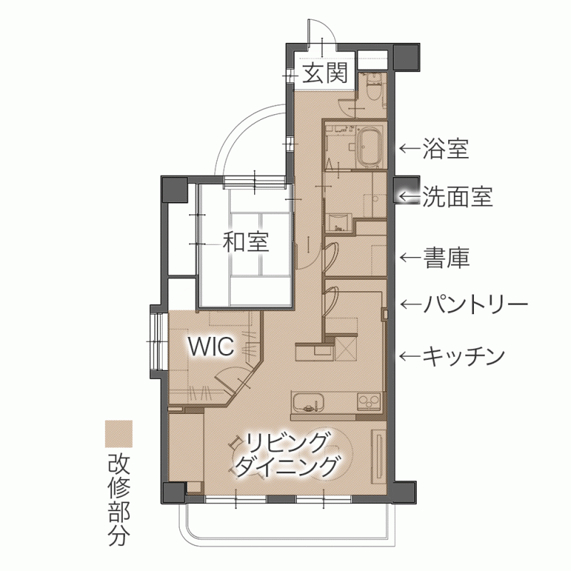 定年後の暮らしを視野に ご夫妻がそれぞれの趣味を愉しめる住まいへ　平面図