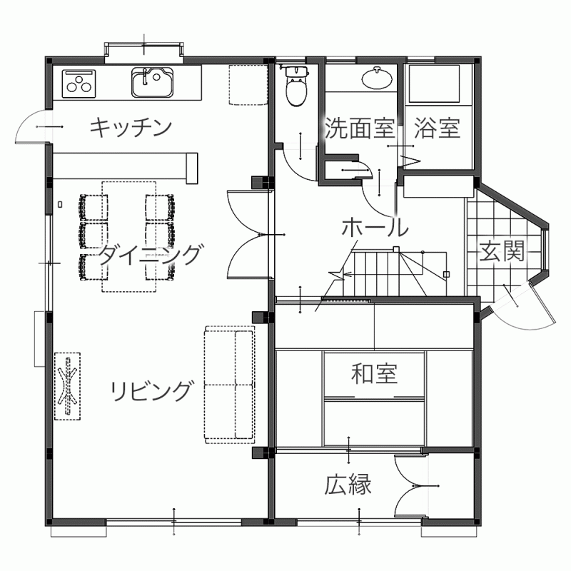 水まわり4点を刷新！キッチンは最上位モデルを採用し機能性とデザイン性がアップ　平面図