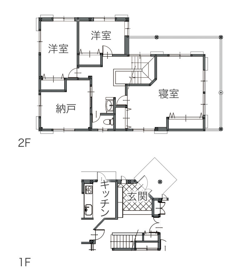 既設の内階段を活用し、増築なし＆コスト減で完全分離型の二世帯住宅へ　平面図