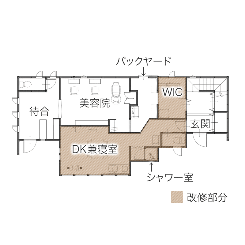 ゲストルームを兼ねた将来のためのワンルームリフォーム　平面図