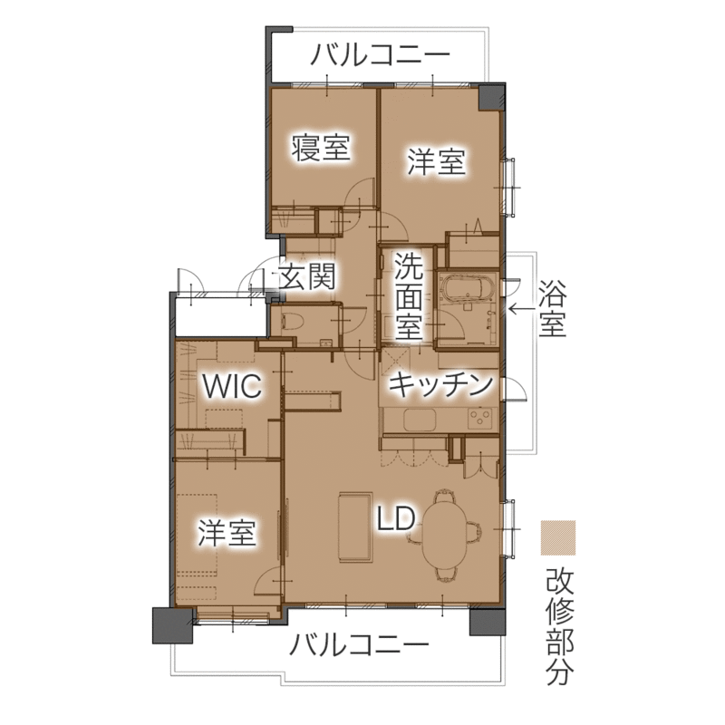 入居30年で実現した念願の全面リフォーム ナチュラルでシンプルな住まいへ　平面図