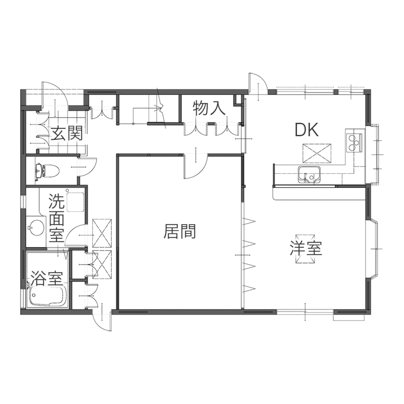 親御様から受け継いだお住まいを快適に！新旧が調和したLDKリフォーム　平面図