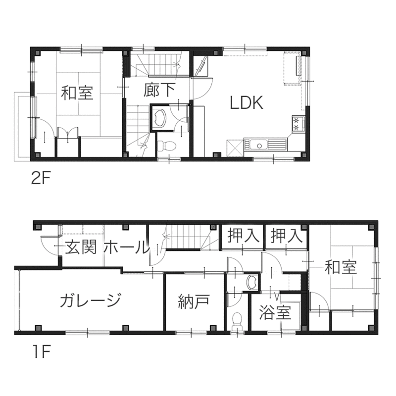 Ⅱ型キッチンで実現！シック＆モダンな快適LDKリフォーム　平面図