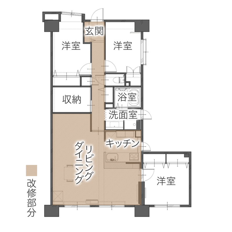 暮らしやすさと快適さを叶えた、開放感あふれる住まいづくり　平面図