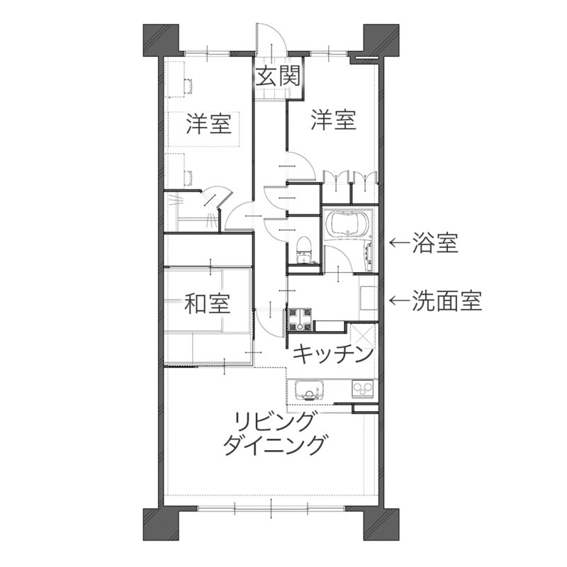 こだわり建具と収納充実で叶える心地よいマンションリフォーム　平面図