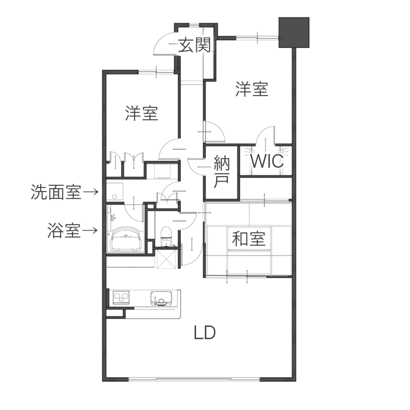 天然木とグレーが調和する上質マンションリノベ　平面図