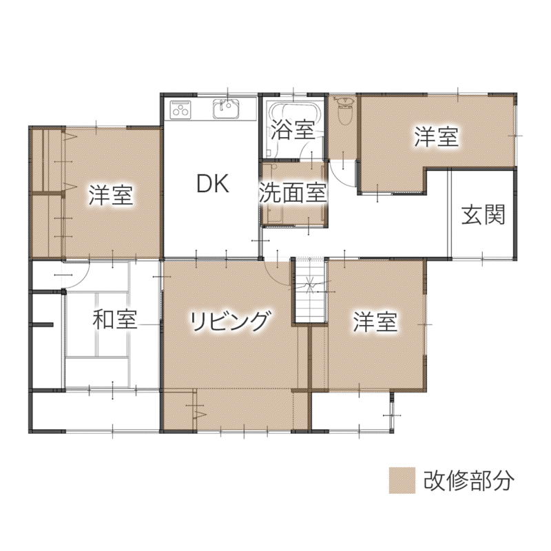 断熱サッシと設備一新で叶える快適リフォーム　平面図