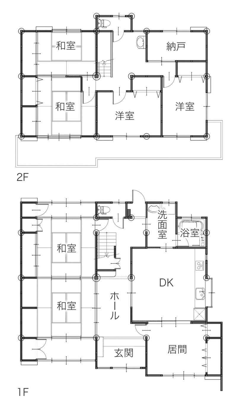 親から子へ受け継ぐ二世帯の住まい再生　平面図