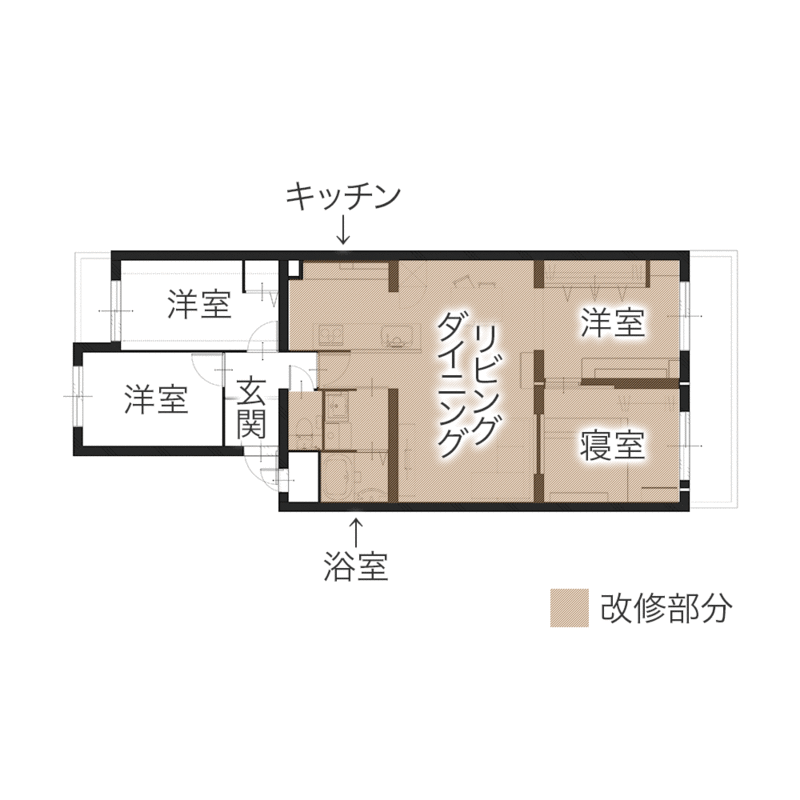 家族の成長に寄り添う再リノベーション　平面図