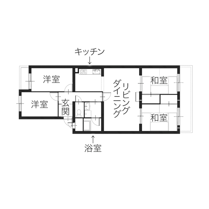 家族の成長に寄り添う再リノベーション　平面図